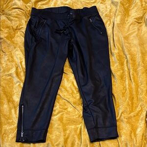 Lane Bryant Black "leather" comfy poly blend zipper near ankle  petite 18/20 P